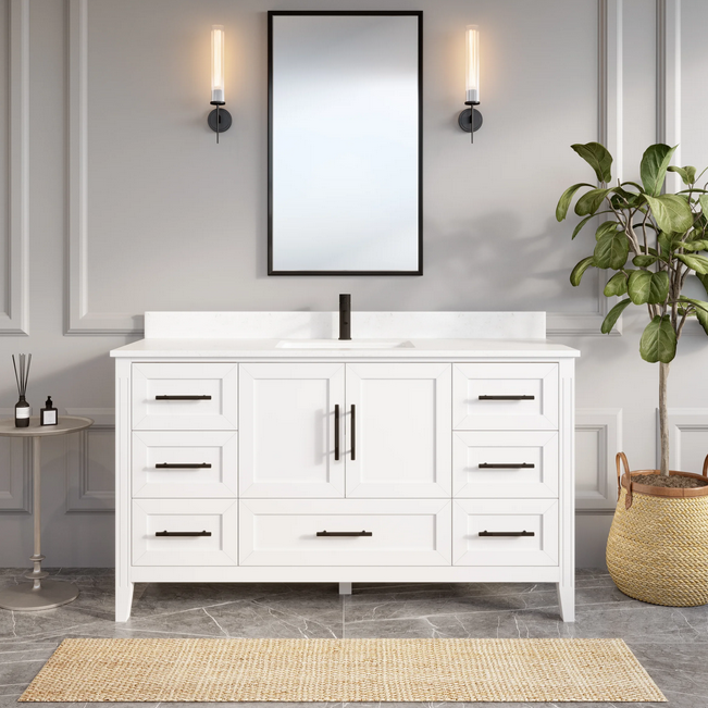 Spa Bathe Henley 60" White Undermount Single Sink Bathroom Vanity