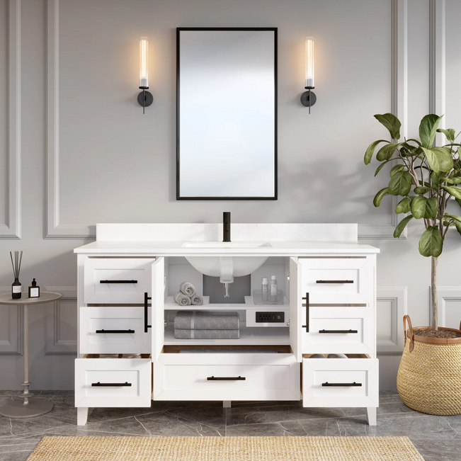 Spa Bathe Henley 60" White Undermount Single Sink Bathroom Vanity
