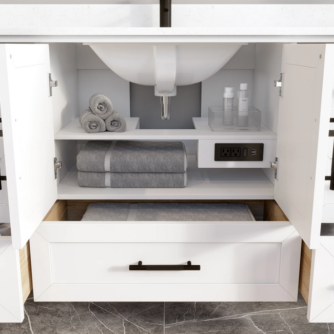 Spa Bathe Henley 60" White Undermount Single Sink Bathroom Vanity