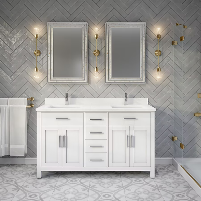 Spa Bathe Kate 60" White Undermount Double sink Bathroom Vanity