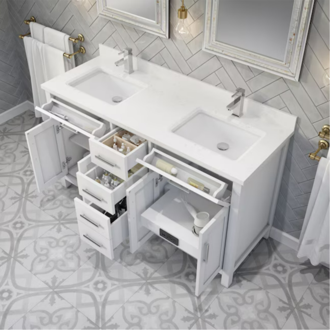 Spa Bathe Kate 60" White Undermount Double sink Bathroom Vanity