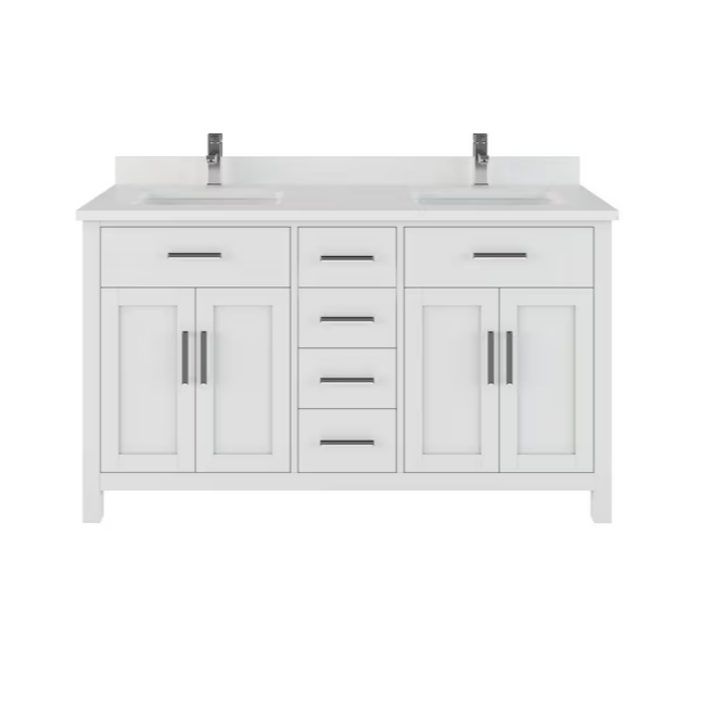 Spa Bathe Kate 60" White Undermount Double sink Bathroom Vanity