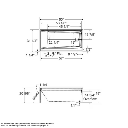 MAAX Vellamo 31.25-in x 60-in White Acrylic Rectangular Alcove bathtub ( Left Drain )