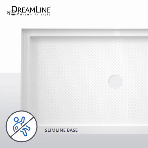 DreamLine 36-in W x 42-in L White Single Shower pan base with 1.75-in H (Center Drain)