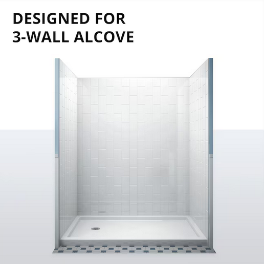 DreamLine 36-in W x 42-in L White Single Shower pan base with 1.75-in H (Center Drain)