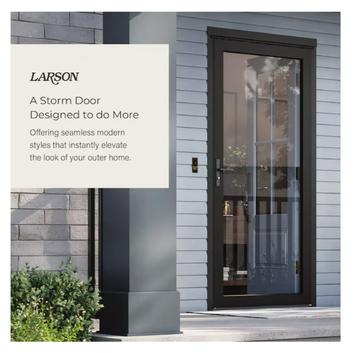 LARSON Platinum Secure Screen 36" x 81" Black Aluminum Surface mount Left-hand outswing Security Door