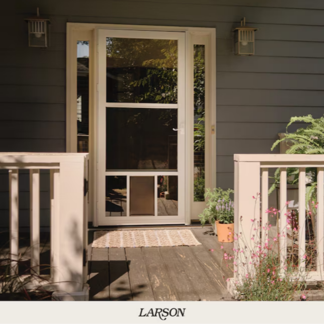 LARSON 25 Pet Fullview 32"x81" Brown Aluminum Reversible Hinge Storm Door - Brown