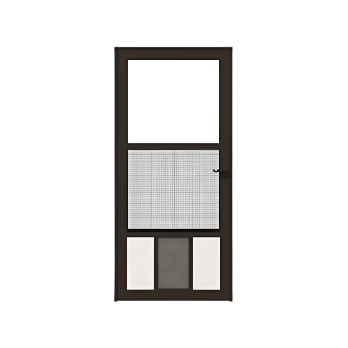 LARSON 25 Pet Fullview 32"x81" Brown Aluminum Reversible Hinge Storm Door - Brown