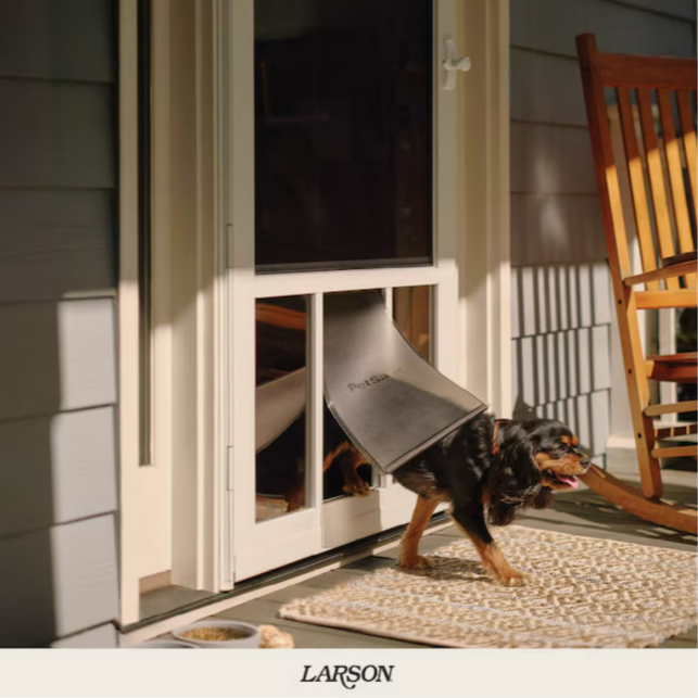 LARSON 25 Pet Fullview 32"x81" Brown Aluminum Reversible Hinge Storm Door - Brown