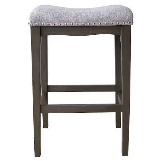 allen + roth Hoatley Gray Upholstered Wood Bar Stool