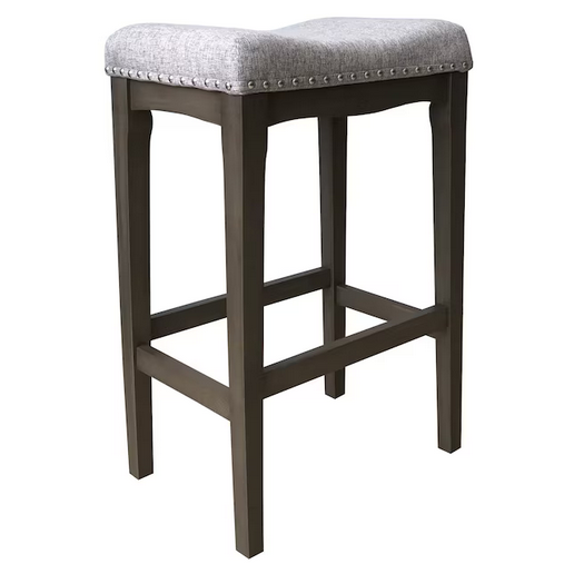 allen + roth Hoatley Gray Upholstered Wood Bar Stool