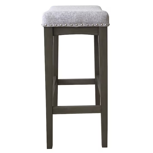 allen + roth Hoatley Gray Upholstered Wood Bar Stool
