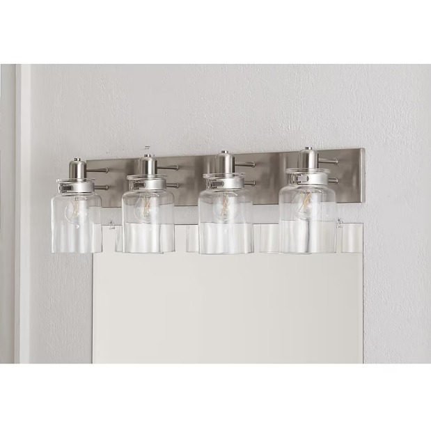 Progress Lighting Calhoun 4 -Light Brushed Nickel Farmhouse Vanity Light