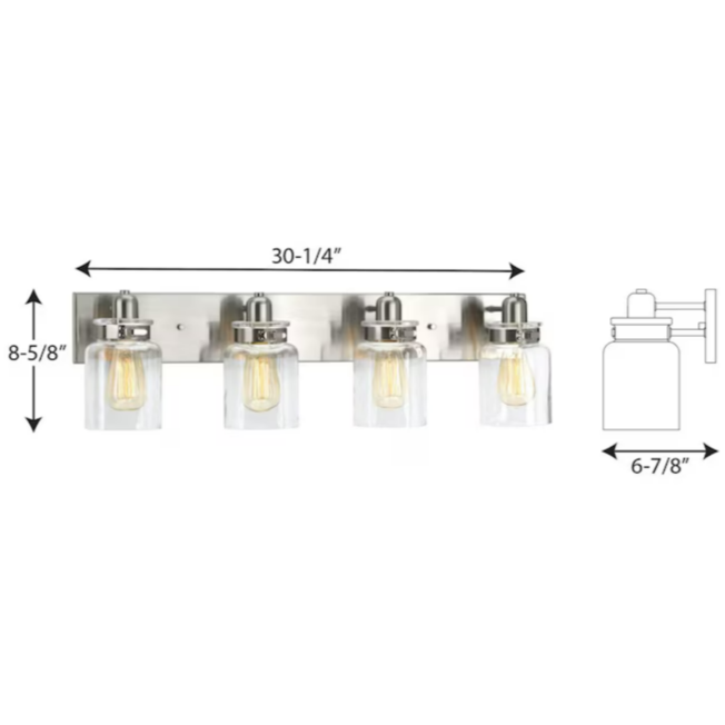 Progress Lighting Calhoun 4 -Light Brushed Nickel Farmhouse Vanity Light