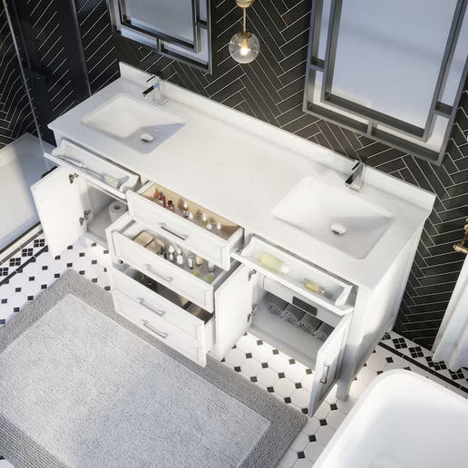 Spa Bathe Thomas 72-in White Undermount Double sink Bathroom Vanity w/ stone Top