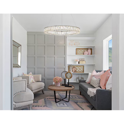allen + roth Aurelis Gloss Chrome Glam Integrated LED Crystal Chandelier