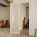 JUJUBON 24-in x 80-in Natural Solid core 1-panel Frosted Glass
