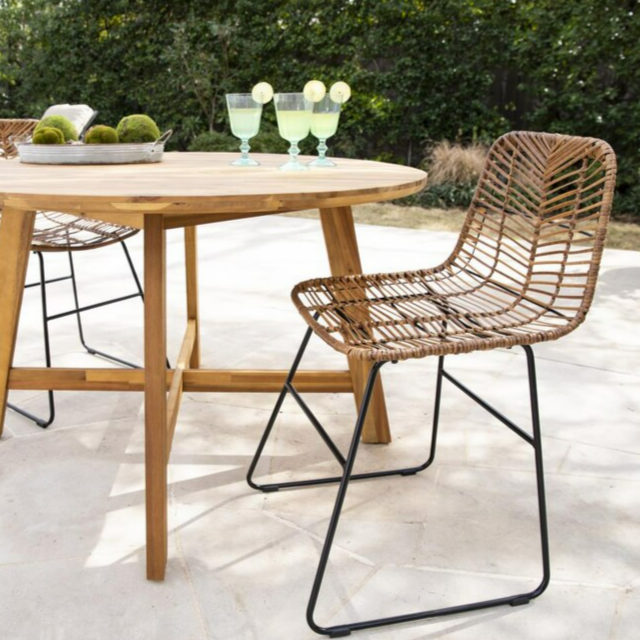 South Shore Rattan Black Finish Iron Frame Stationary Bar Stool Chair - Set of 2