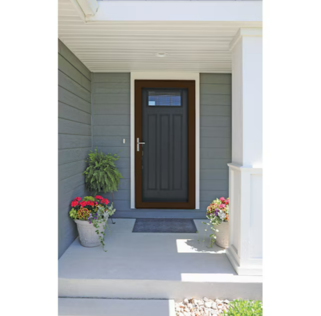 LARSON Platinum Secure Screen 38"x81" Woodland Aluminum Surface mount Right-Hand Outswing Security Door