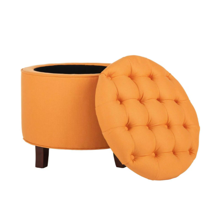 Safavieh Amelia Tangerine Tufted Storage Ottoman