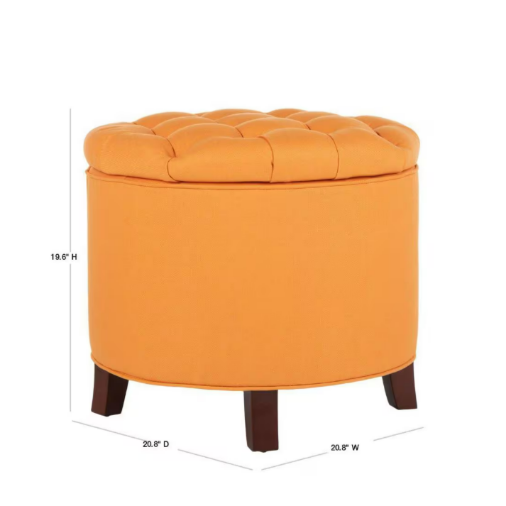 Safavieh Amelia Tangerine Tufted Storage Ottoman