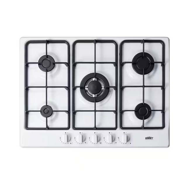 Summit Appliance 27 in. Gas Cooktop in White with 5 Burners including Power Burner
