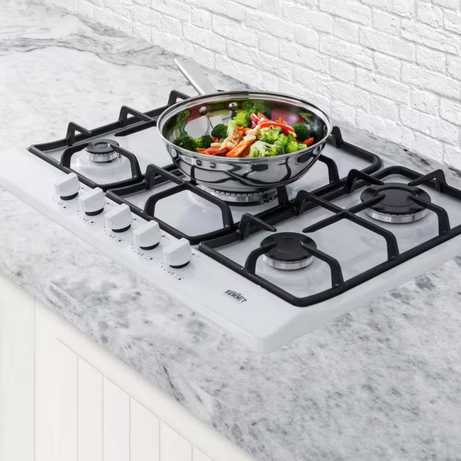 Summit Appliance 27 in. Gas Cooktop in White with 5 Burners including Power Burner