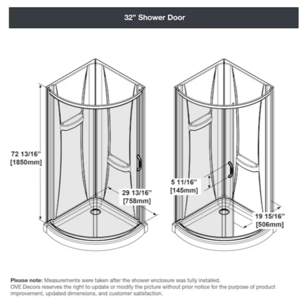 Ove Decors 32" Breeze Clear Shower Kit - Satin Nickle