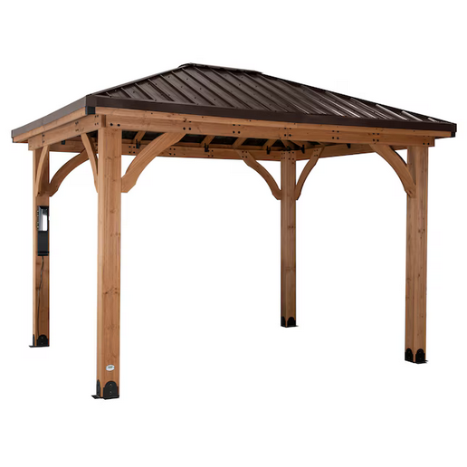 Backyard Discovery 10-ft x 12-ft Barrington Brown Gazebo with Hardtop Roof