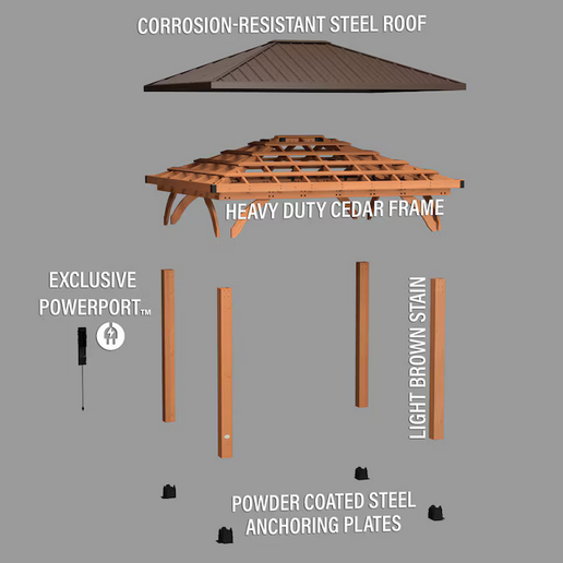 Backyard Discovery 10-ft x 12-ft Barrington Brown Gazebo with Hardtop Roof