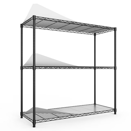 Gaierptone 3 -Tier Heavy Duty Black Metal Utility shelving unit 48" W x 18" D x 48" H