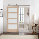 JELD-WEN 36"x80" Unfinished Equal Frosted Glass/Wood Solid Single Barn Door (Hardware Not Included)