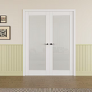JUJUBON 56 in. x 80 in. White 2-Lite Frosted Glass Double Prehung Interior French Door with T-Astragal