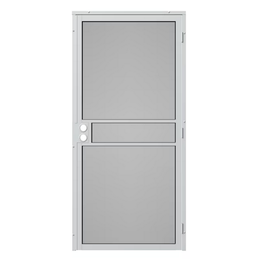 RELIABILT Pasadena 30" x 80" White Steel Surface Universal/Reversible Security Door/ Black Screen