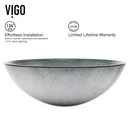 VIGO Simply Glass 17-in Vessel Round Modern Simply Silver Bathroom Sink
