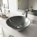 VIGO Simply Glass 17-in Vessel Round Modern Simply Silver Bathroom Sink
