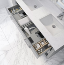 Ikou Inc. Ronaldo 60" Vanity w/ Power Bar & Drawer Organizer