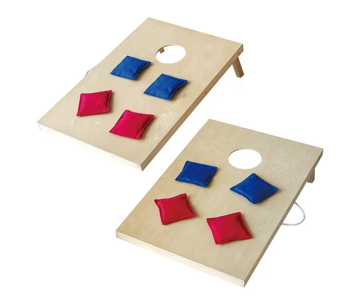 MinnArk Cornhole Wooden, Stick & Slide, 10 Pieces, 2 Boards, 8 Bean Bags