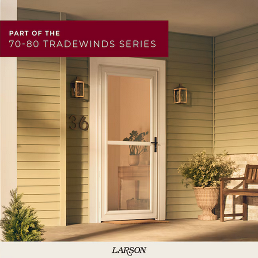 LARSON Tradewinds 30" x 80" White Aluminum Reversible Hinge Storm Door w/ Retractable Screen