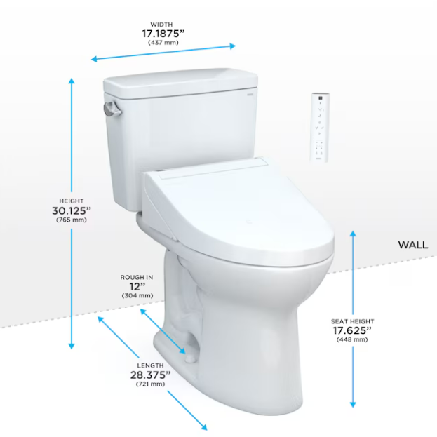 TOTO Drake 12 in. Rough In Two-Piece 1.28 GPF Single Flush Elongated Toilet