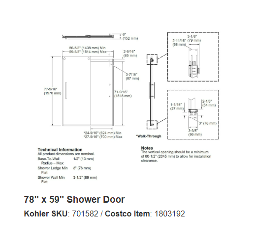 Kohler Tellin Shower Door - Brushed Nickel
