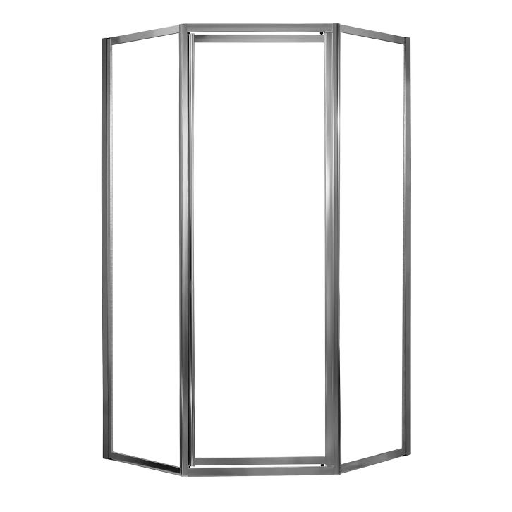 Craft + Main Tides Silver 24" Framed Clear Glass Corner Neo Angle Pivot Shower Door