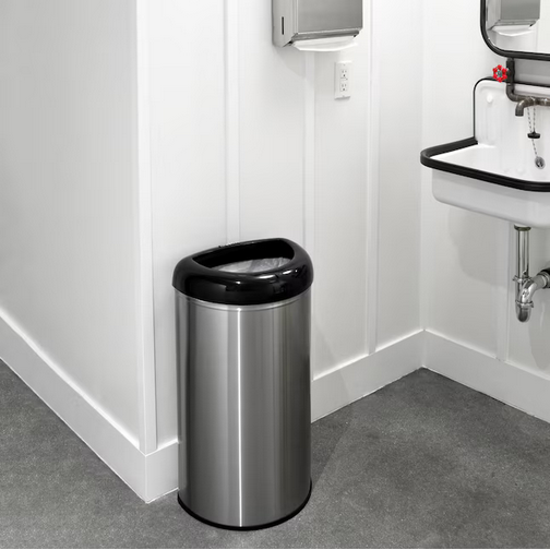 NINESTARS 50 Liter Silver Steel Indoor/Outdoor Kitchen Lidless Trash Can