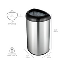 NINESTARS 50 Liter Silver Steel Indoor/Outdoor Kitchen Lidless Trash Can