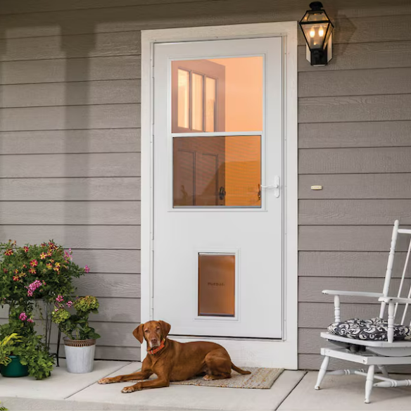 Larson20 Pet XL Highview 32-in x 81-in Reversible Hinge Storm Door - White