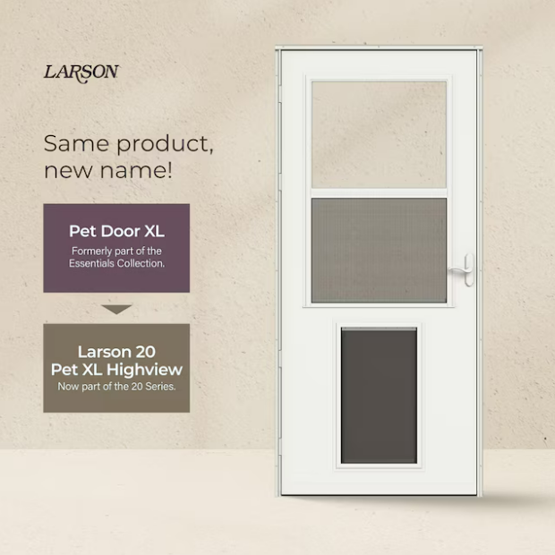 Larson20 Pet XL Highview 32-in x 81-in Reversible Hinge Storm Door - White