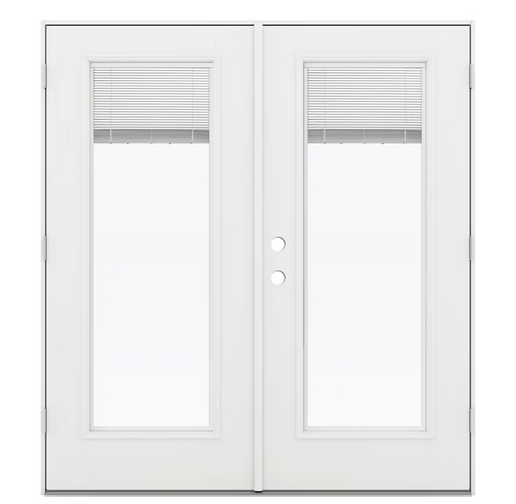 JELD-WEN 72" x 80" Jamb White Fiberglass Left-hand outswing French Patio Door w/Blinds