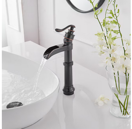 BWE Oil Rubbed Bronze Vessel 1-handle WaterSense Waterfall Handle with Drain