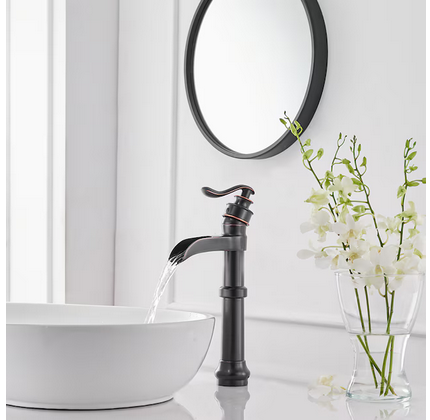 BWE Oil Rubbed Bronze Vessel 1-handle WaterSense Waterfall Handle with Drain