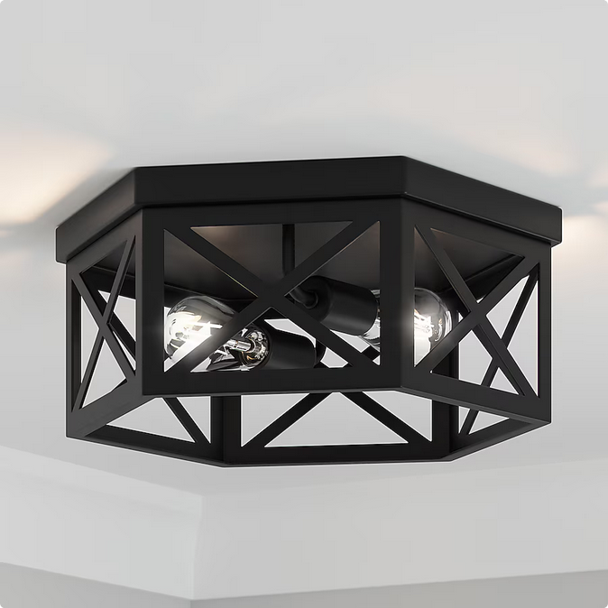 Quoizel Thatcher 2 -Light 15-in Matte Black Flush Mount Light